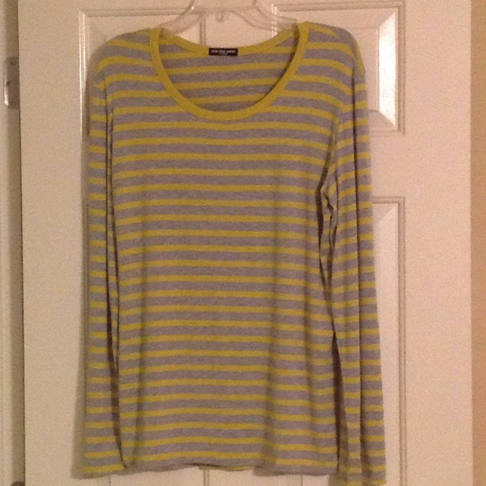 NWOT Cha Cha Vente Yellow/Heather Grey Top Size XL